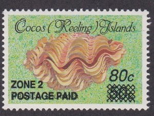 Cocos Islands # 232, Sea Shell Stamp Surcharged, Mint NH, 1/2 Cat.