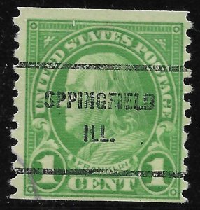 US Bureau Precancels: IL: Springfield; #597-61A (SPP Error); 1¢ coil; PSS $12.50