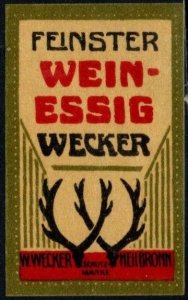 Vintage Germany Poster Stamp W. Wecker Finest Wine Vinegar Heilbronn