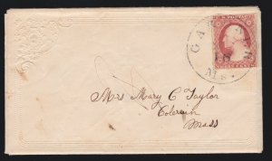 US 11a 3c Washington on Small embossed Ladies Cover from Gardner, MI w/Enclosure