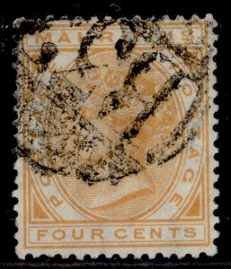 MAURITIUS QV SG104, 4c orange, USED. Cat £10.