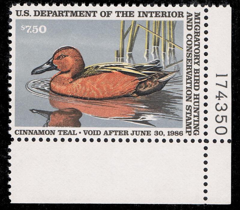 SCOTT #RW52 XF-SUP MINT PRISTINE OG NH 1985 DUCK STAMP PLATE SINGLE PNS #174350: