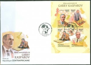 CENTRAL AFRICA 2013 50th BIRTH ANNIVERSARY GARRY KASPAROV  SHEET FDC