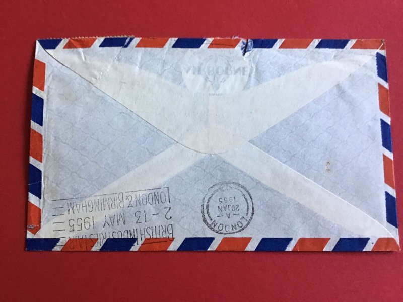 Gibraltar 1955   Air Mail  to England Vintage Stamp Cover R45489