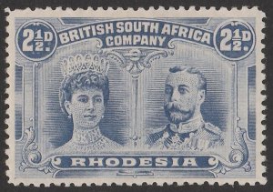 RHODESIA 1910 KGV Double Head 2½d ultramarine, perf 14.