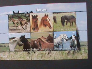 BURUNDI-2011 WORLD FAMOUS COLORFUL BEAUTIFUL LOVELY HORSES MNH SHEET -VF