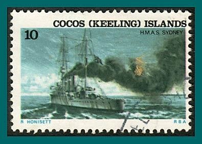 Cocos 1976 Ships, 10c used #23,SG23