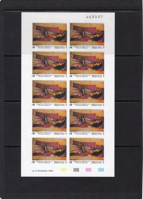 French Polynesia 1993 Sc# 629-32 Paintings/Music 4 Mini-Sheetlets Imperforated