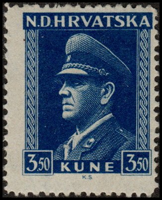 Croatia 68a - Used - 3.50k Ante Pavelich (Dark blue) (1943) (cv $4.00)
