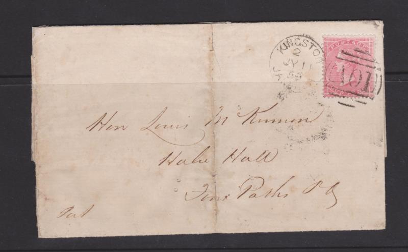 Great Britain 1855 Type QV 4d Rose on Jamaica 1859 Local Cover SG#Z9