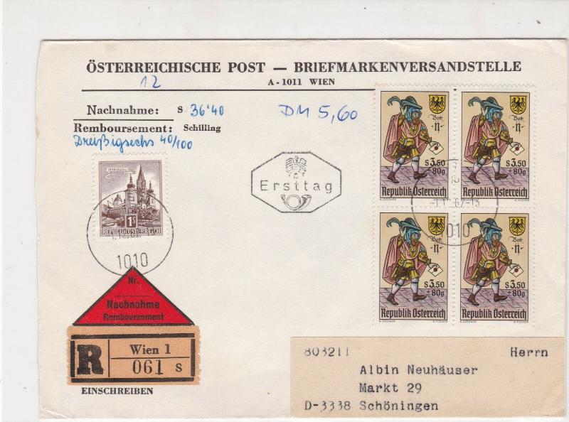 Austria 1967 Wien Cancels Registered FDC Multi Man Posting Stamps Cover Ref27503