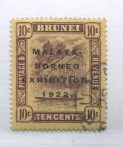 Brunei 1922 overprinted Malaya Borneo Exhibition 10 cents used