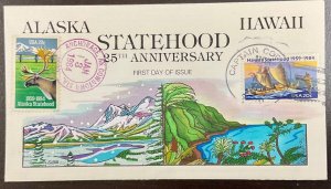 2066 & 2080 Collins cachet Alaska & Hawaii Statehood Dual FDC 1984