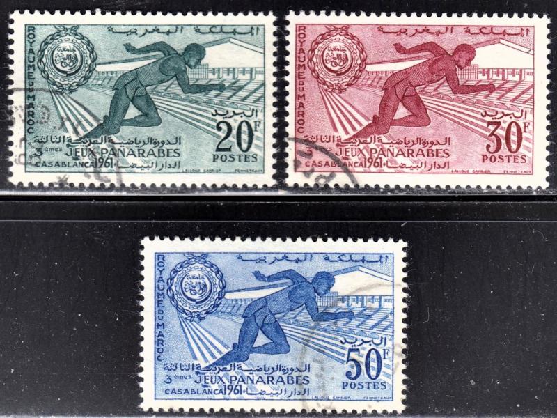 Morocco Scott 53-55  complete set  F to VF used.