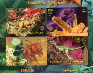 Somalia 2003 DINOSAURS & MINERALS Rotary/Lions Club Sheetlet Imperforated  MNH