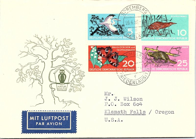 Germany D.D.R., Worldwide First Day Cover, Animals, Butterflies, Birds