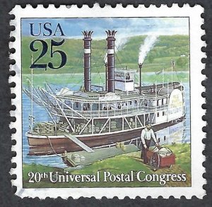 United States #2435 25¢ Classic Mail Transportation - Steamboat (1989).  Used.