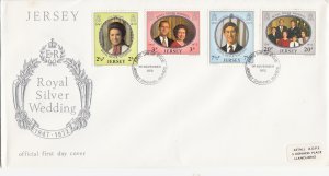 Jersey 1972 Silver Wedding,  set of 4 on FDC