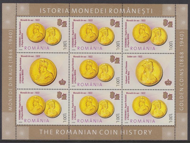 Romania 2006 Gold Coins Sheets Scott (4788-93a) MNH