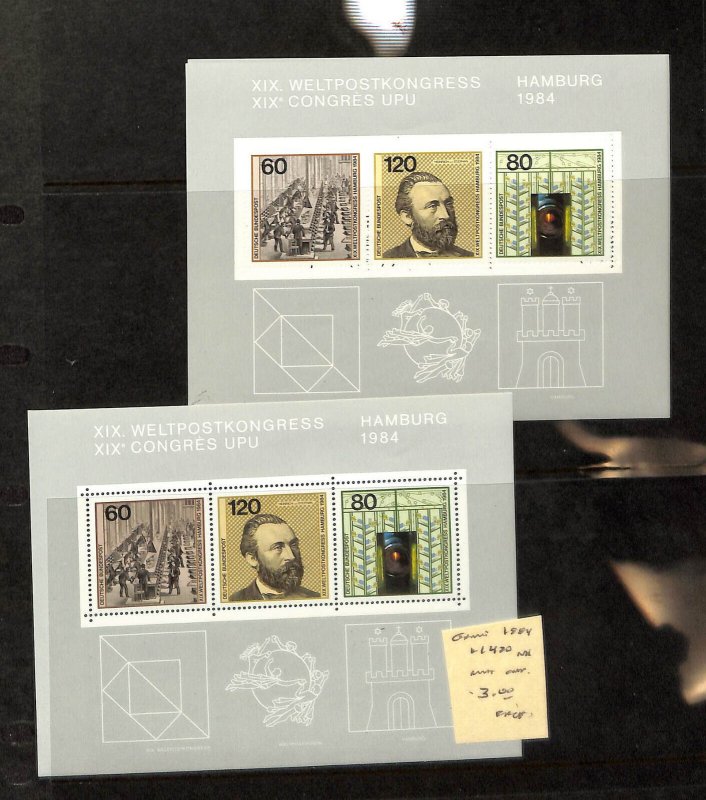 Germany, Postage Stamp, #1420 (2 Ea) Sheet Mint NH, 1984 UPU Congress