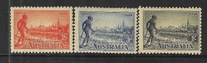 AUSTRALIA SCOTT #142-144 1934 CENTENARY OF VICTORIA- MINT LH (TOP VALUE NH)