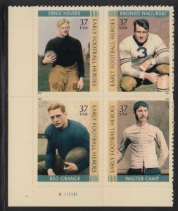 2003 Early Football Heroes Sc 3811a MNH plate block Grange Nagurski Camp (LL 