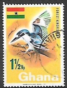 Ghana 1967 1-1/2np Kingfisher, used, Scott #287