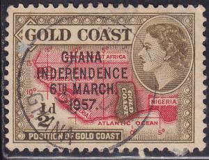 Ghana 5 Map of West Africa ½p 1957