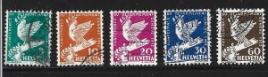 Switzerland Scott 210-214 Used Short set Intl Disarmament 2019 CV $12.60