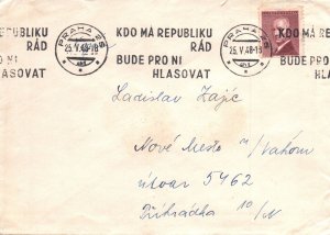 CZECH BUSINESS COVER WITHIN PRAGUE MAILED WITH SLOGAN CORNER CARD 1948 B2