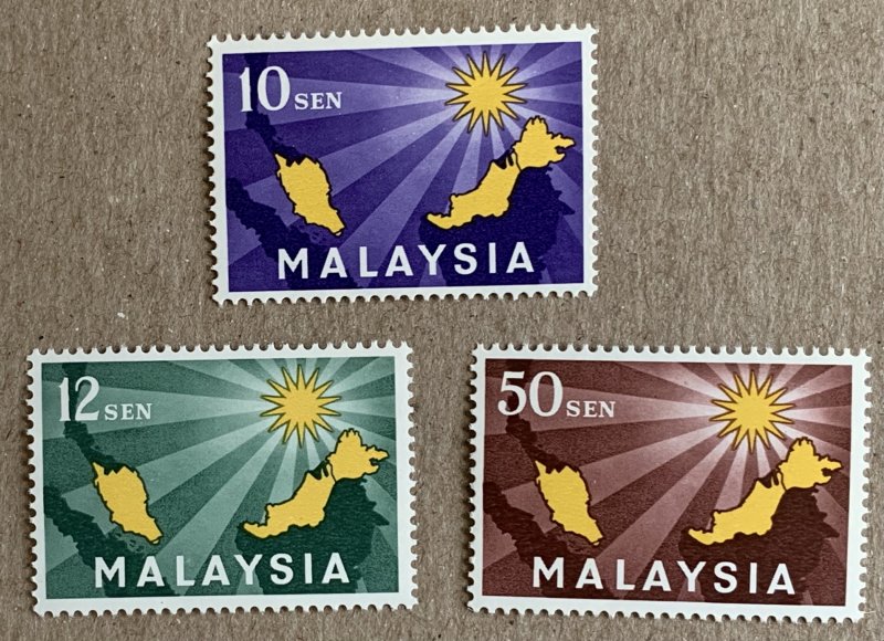 Malaysia 1963 Inauguration Federation, MNH. Scott 1-3, CV $4.60. SG 1-3