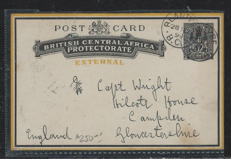 BRITISH CENTRAL AFRICA (P2709B) 2D EXTERNAL PS TO ENGLAND 1898 WITH MSG