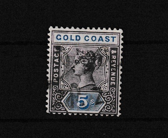 Gold Coast QV 1889 5/- SG22 VFU BP14649