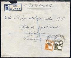 Palestine 1941 registered cover Jaffa to Jerusalem