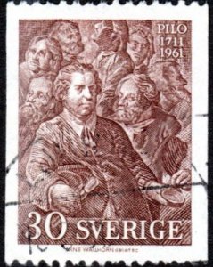 Sweden 594 - Used - 30o K.G. Pilo, Self-Portrait (1961)