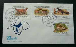 Argentina Protected Wildlife 1983 Fauna Big Cat Cheetah Leopard Fox Deer (FDC)