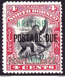 NORTH BORNEO 1903 4c Black and Carmine Postage Due SGD40a Cancelled