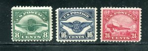 #C4 - C6 1923 US Airmail Stamp Set Mint Hinged  CV $142.50