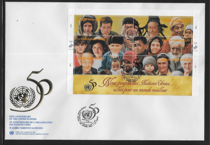 UN Geneva 270 50th UN People WFUNA Cachet FDC First Day Cover