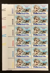 C100  Glenn Curtiss, Aviation  35c  Plate Blocks  MNH  In 1980