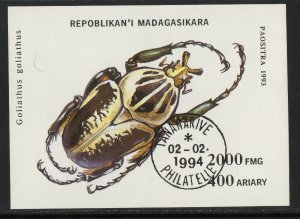 Thematic stamps MADAGASKAR 1994 BEETLE IMPERF M/S used