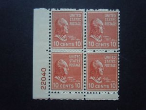 #815 10c John Tyler Plate Block #24040 LL  MNH OG VF Includes New Mount