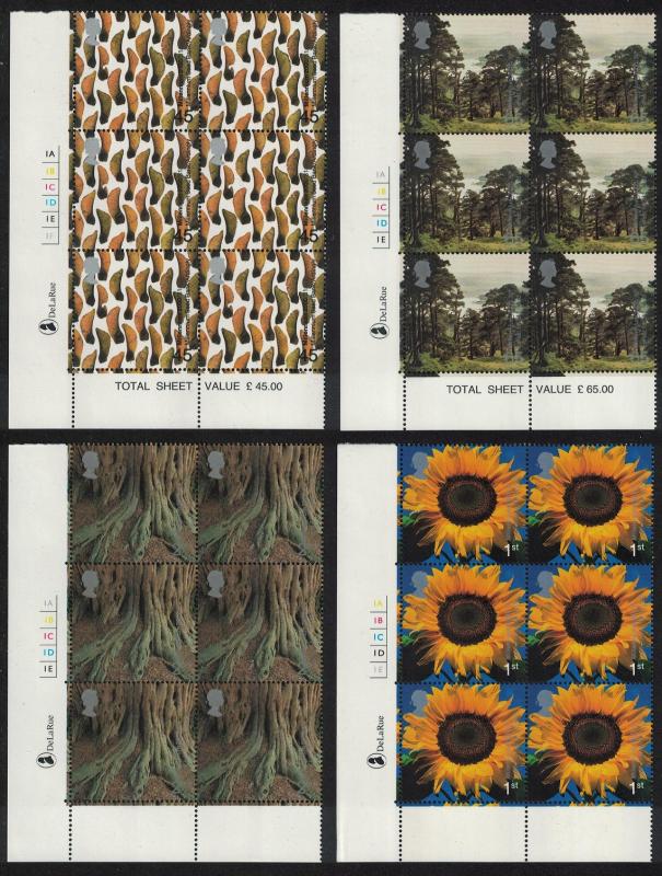 Great Britain Millennium Projects 8th series 'Tree and Leaf' 4v Plate Blocks De