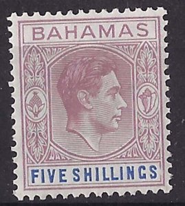 Bahamas 1938 5s lilac & blue (thick paper) sg156 fine mint with the usual 1938