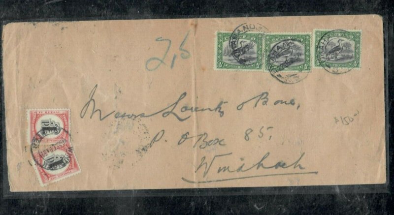 SOUTH WEST AFRICA COVER (PP0301B)  1929 1/2D BIRDX3+POSTAGE DUE 1DX2 INTERNAL CO