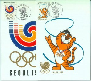 83730 - KOREA - Postal History - Set of 2 MAXIMUM CARDS  1988   Olympic Games