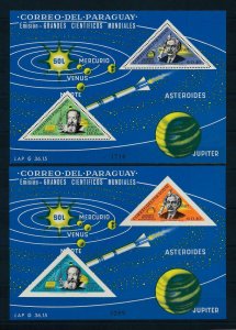 [105561] Paraguay 1965 Space Einstein Galileo Galilei Perf. + Imperf. Sheet MNH