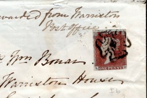 GB Scotland Cover Edinburgh Glasgow MX MALTESE CROSS 1d Red 1841 X104a