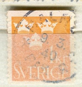 SWEDEN; 1939 early Arms Definitive issue fine used 1K. value