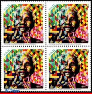 3395 BRAZIL 2018 CENT. NELSON MANDELA, NOBEL, PRESIDENT, RHM C-3803, BLOCK MNH